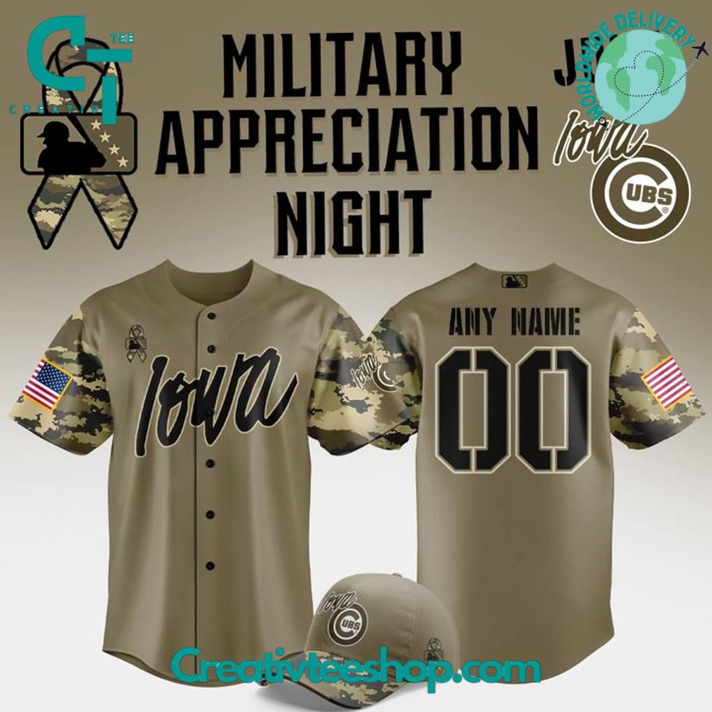 Iowa Cubs Military Appreciation Night 2025 Camo Baseball Jersey