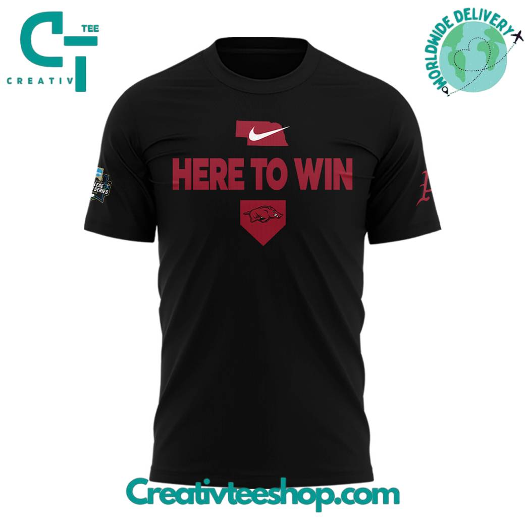 Arkansas Razorbacks 2025 College World Series “Here To Win” Special Tee