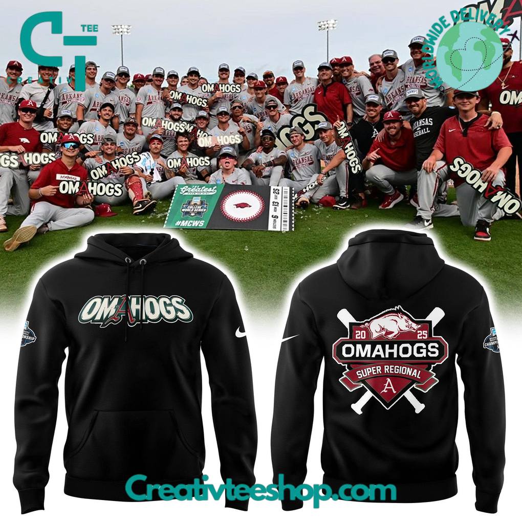 Arkansas Razorbacks Baseball OMAHOGS Super Regional Champions 2025 Hoodie