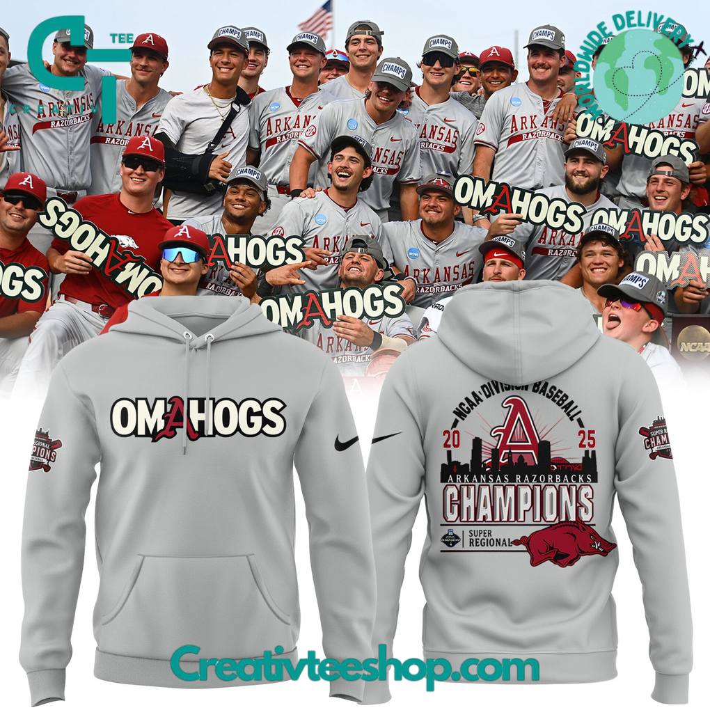 Arkansas Razorbacks Baseball OMAHOGS Super Regional Champions 2025 Hoodie –  Edition