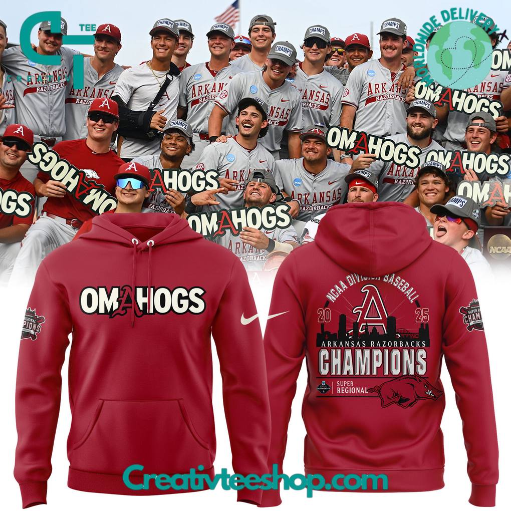 Arkansas Razorbacks Baseball OMAHOGS Super Regional Champions 2025 Hoodie – Limited Edition