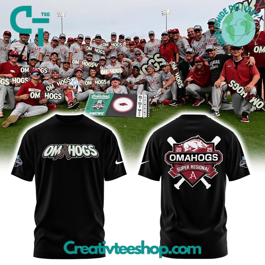 Arkansas Razorbacks Baseball OMAHOGS Super Regional Champions 2025 Tee