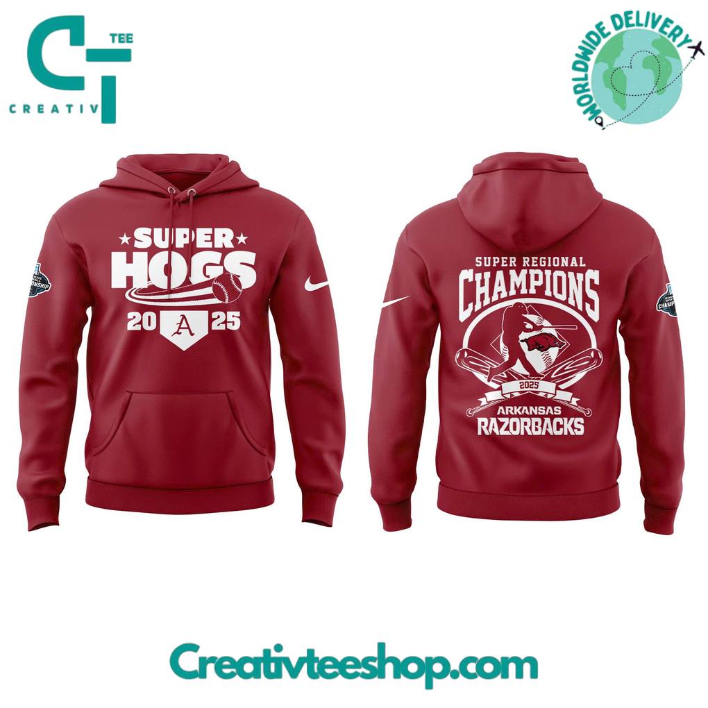 Arkansas Razorbacks Baseball SUPERHOGS Regional Champions 2025 Hoodie