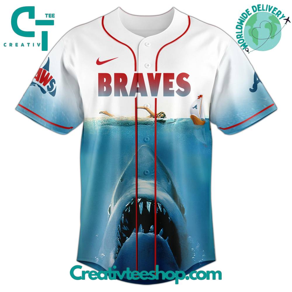 Atlanta Braves x Jaws Movie 50th Anniversary Special Baseball Jersey