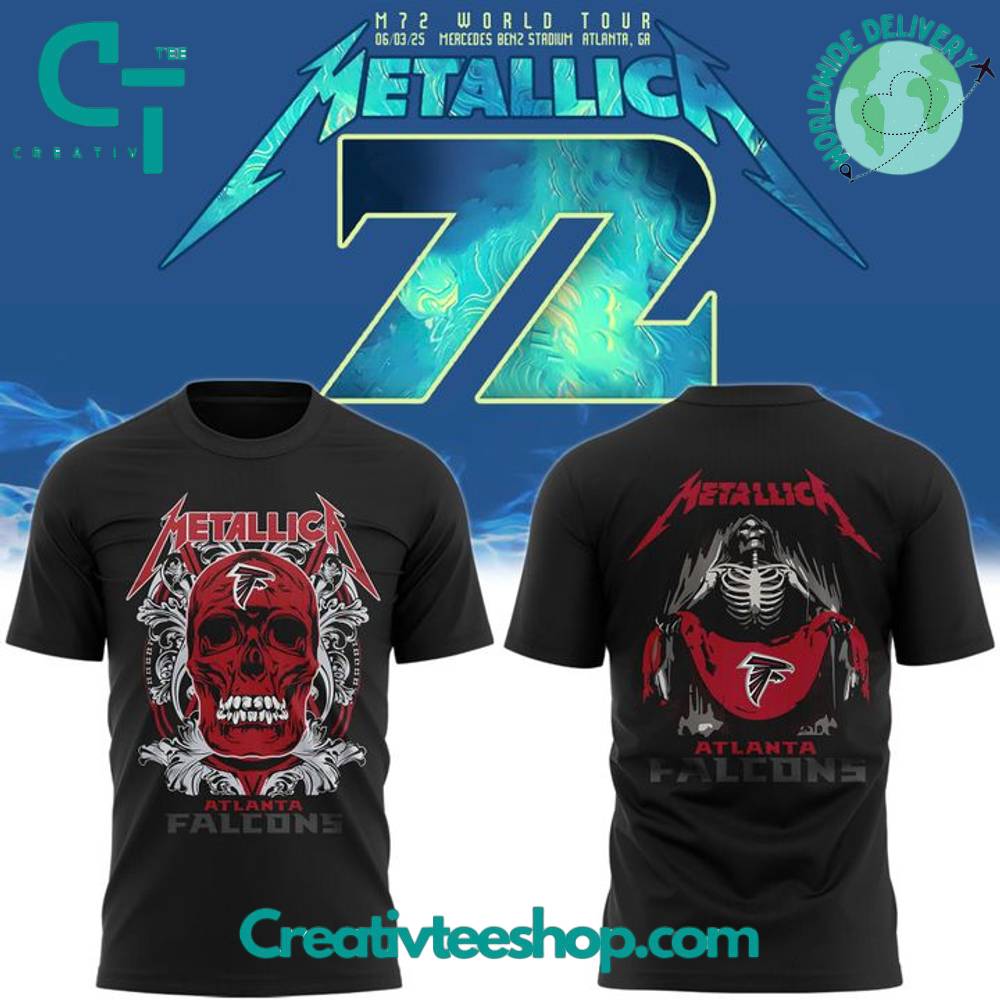 Atlanta Falcons Metallica M72 Tour at Mercedes-Benz Stadium Black Shirt