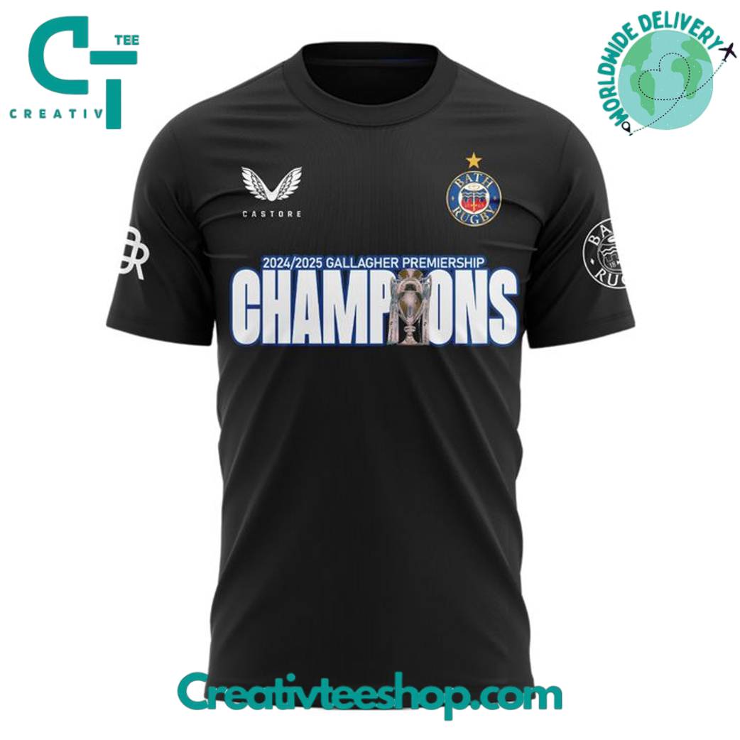 Bath Rugby Premiership Champions 2025 Special Black Tee