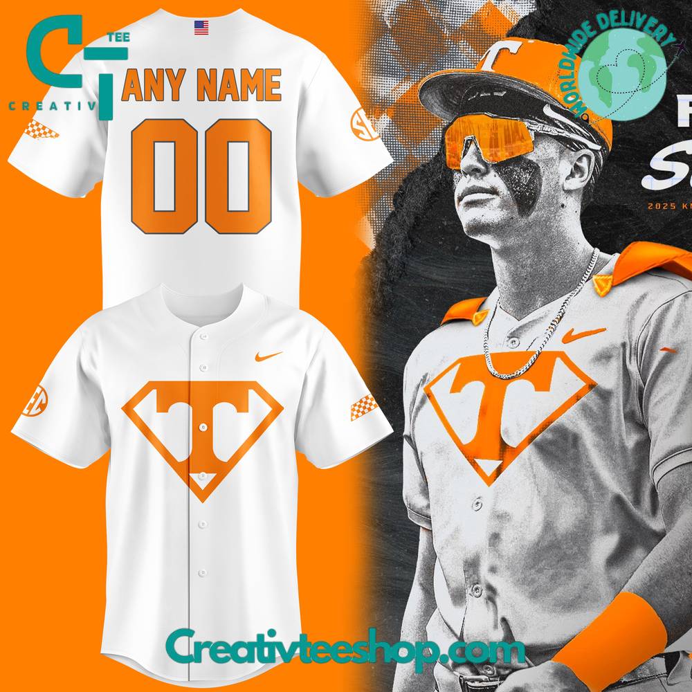 Tennessee Volunteers Baseball Superman Design Personalized Baseball Jersey