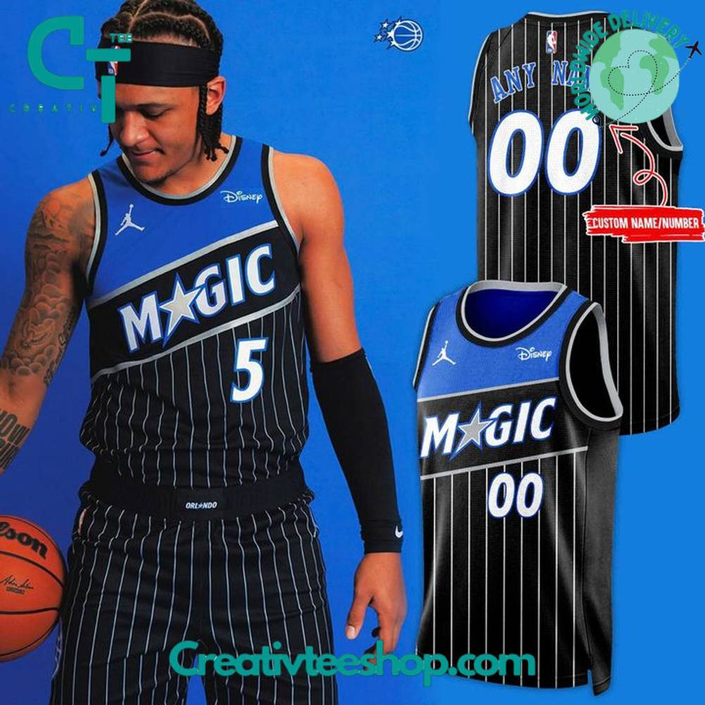 Orlando Magic The Star Uniform 2025 Personalized Basketball Jersey – Black