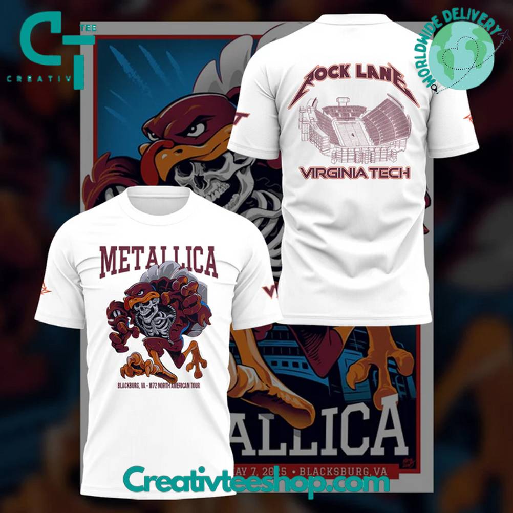 Virginia Tech Hokies x Metallica M72 World Tour Lane Rocked Special Tee