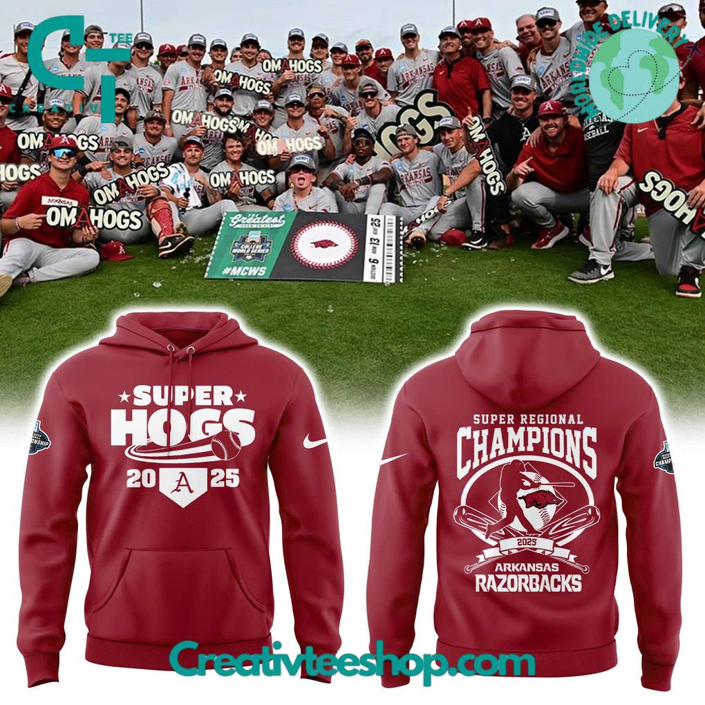 Arkansas Razorbacks Baseball SUPERHOGS Regional Champions 2025 Hoodie