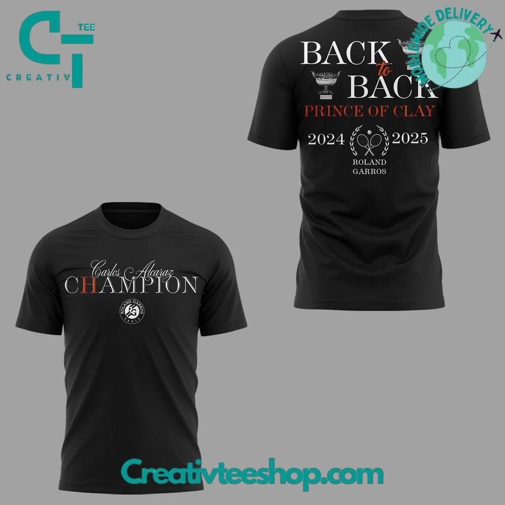 Carloz Alcaraz Roland Garros 2025 Champions Back-to-Back Special Tee