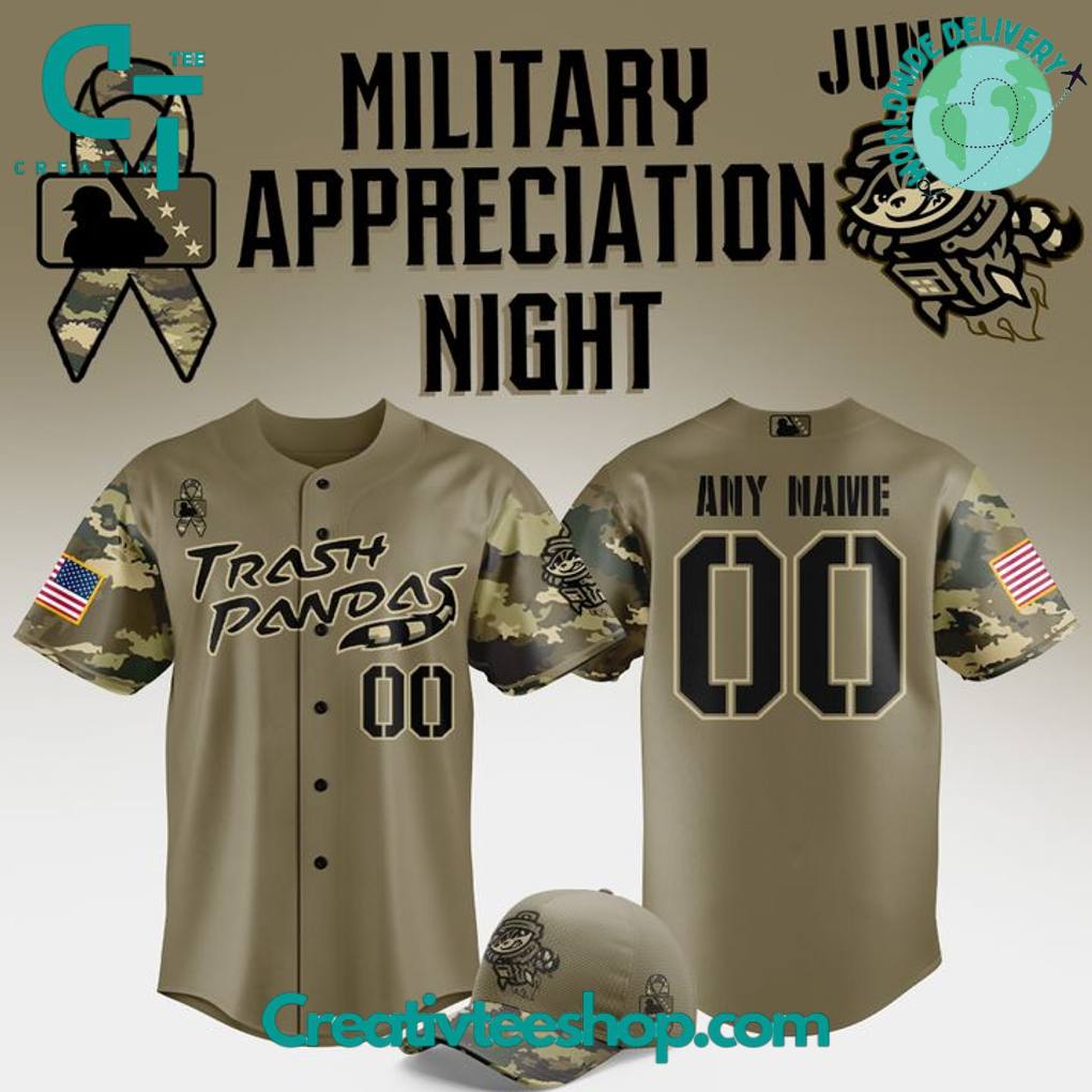 Rocket City Trash Pandas Military Appreciation Night 2025 Camo Baseball Jersey