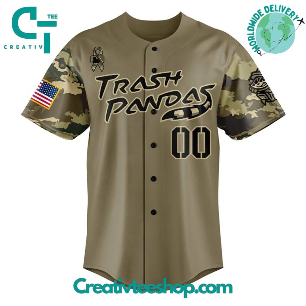 Rocket City Trash Pandas Military Appreciation Night 2025 Camo Baseball Jersey