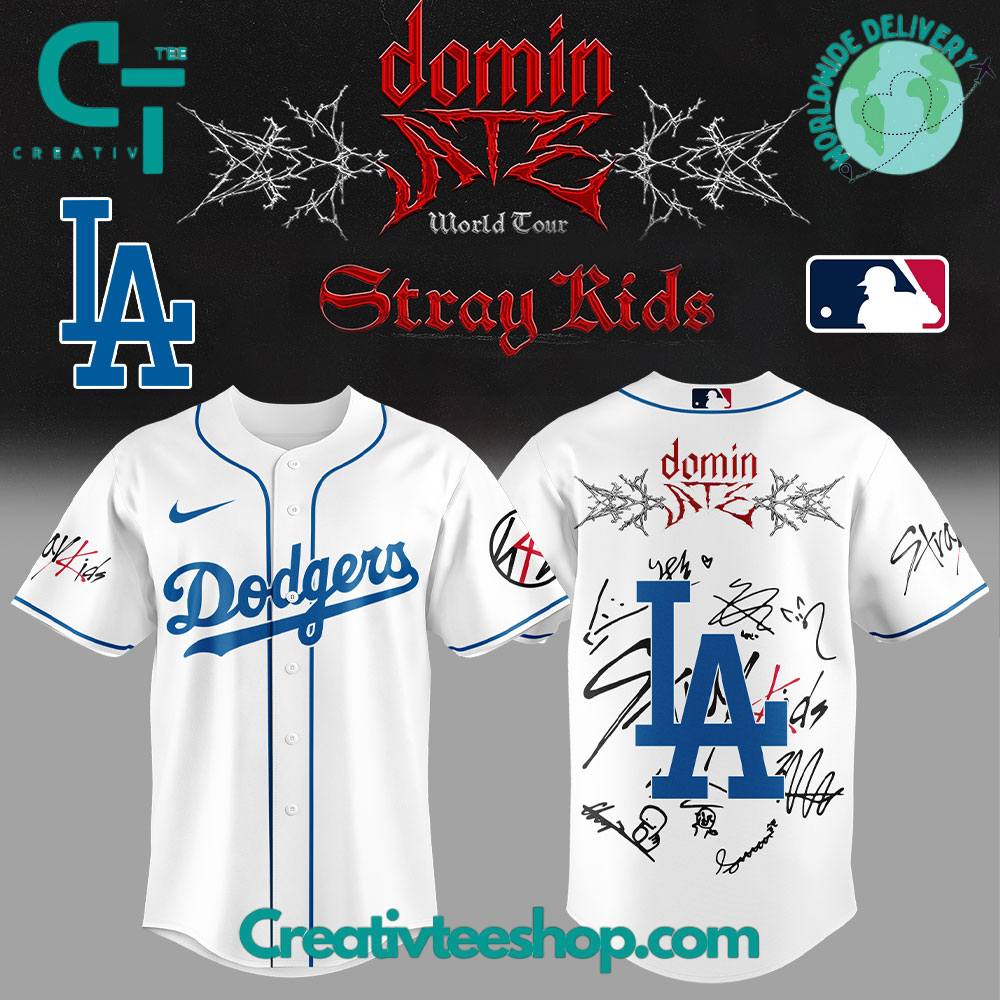 Los Angeles Dodgers x Stray Kids DomiATE Word Tour Signature Baseball Jersey