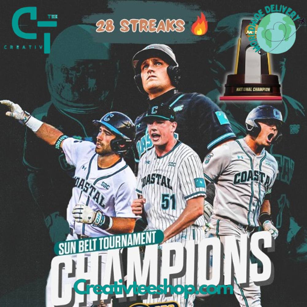 Coastal Carolina Chanticleers Sun Belt Tournament Champions Stripes Jersey