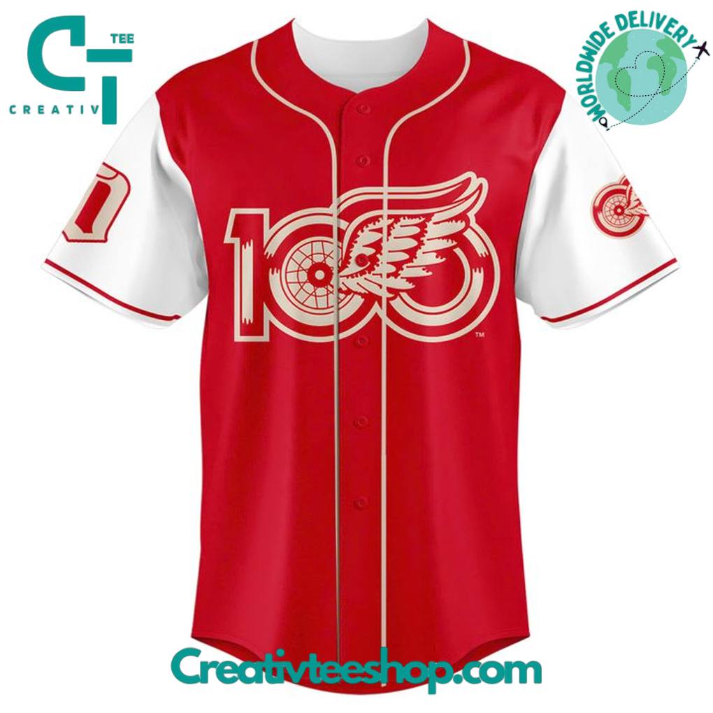 Detroit Red Wings “100 YEARS OF HOCKEYTOWN” Special Baseball Jersey