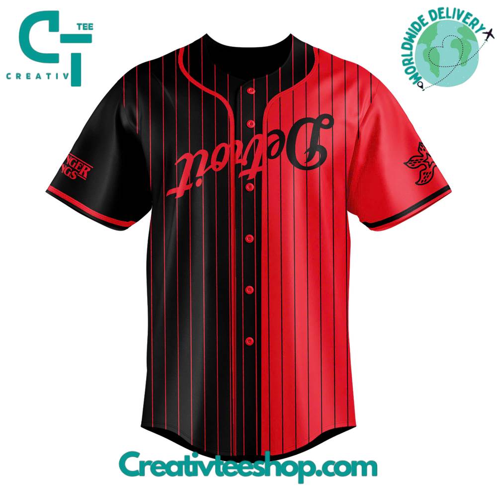 Detroit Tigers x Stranger Things Night Special Baseball Jersey