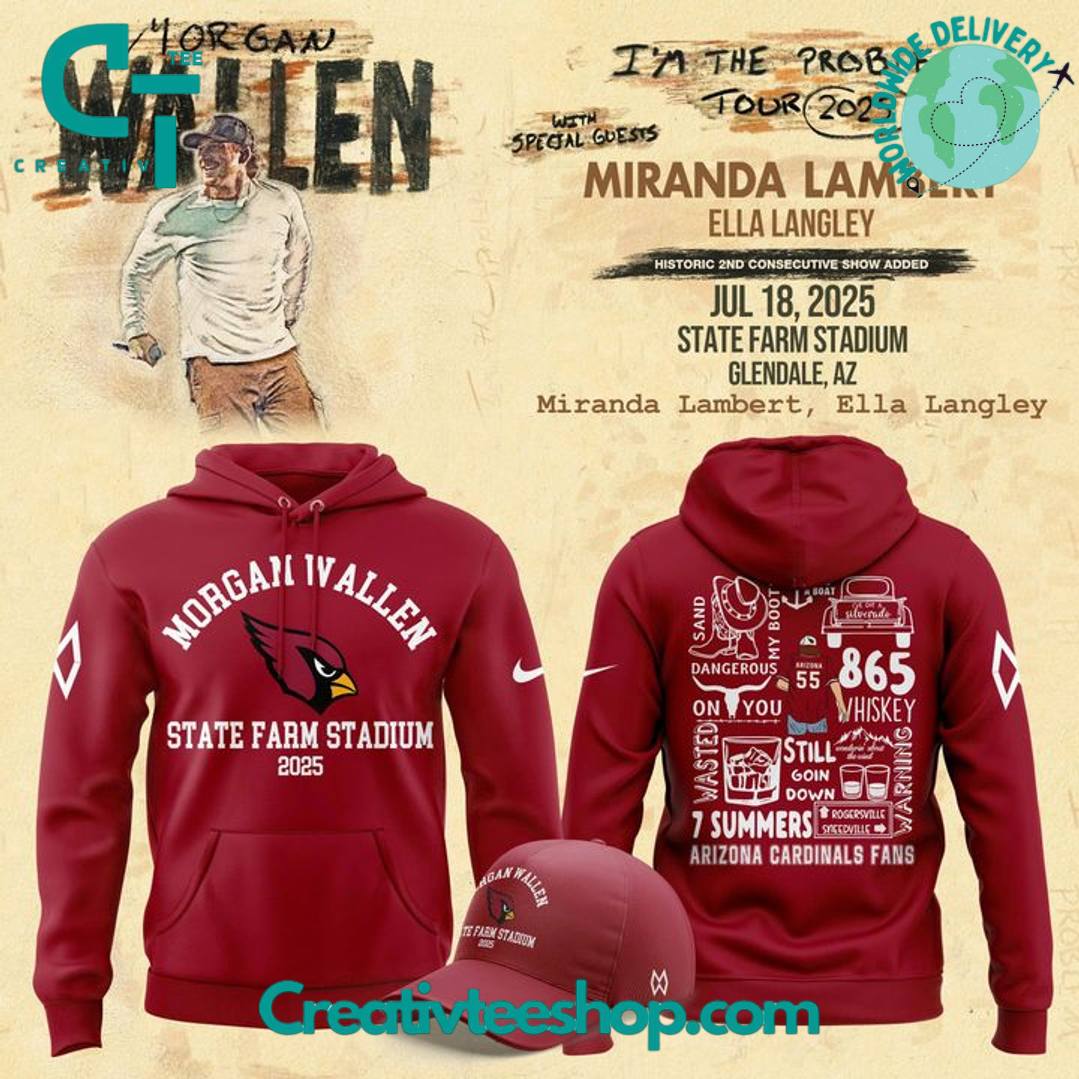 Arizona Cardinals x Morgan Wallen “I’m The Problem Tour” 2025 Special Hoodie