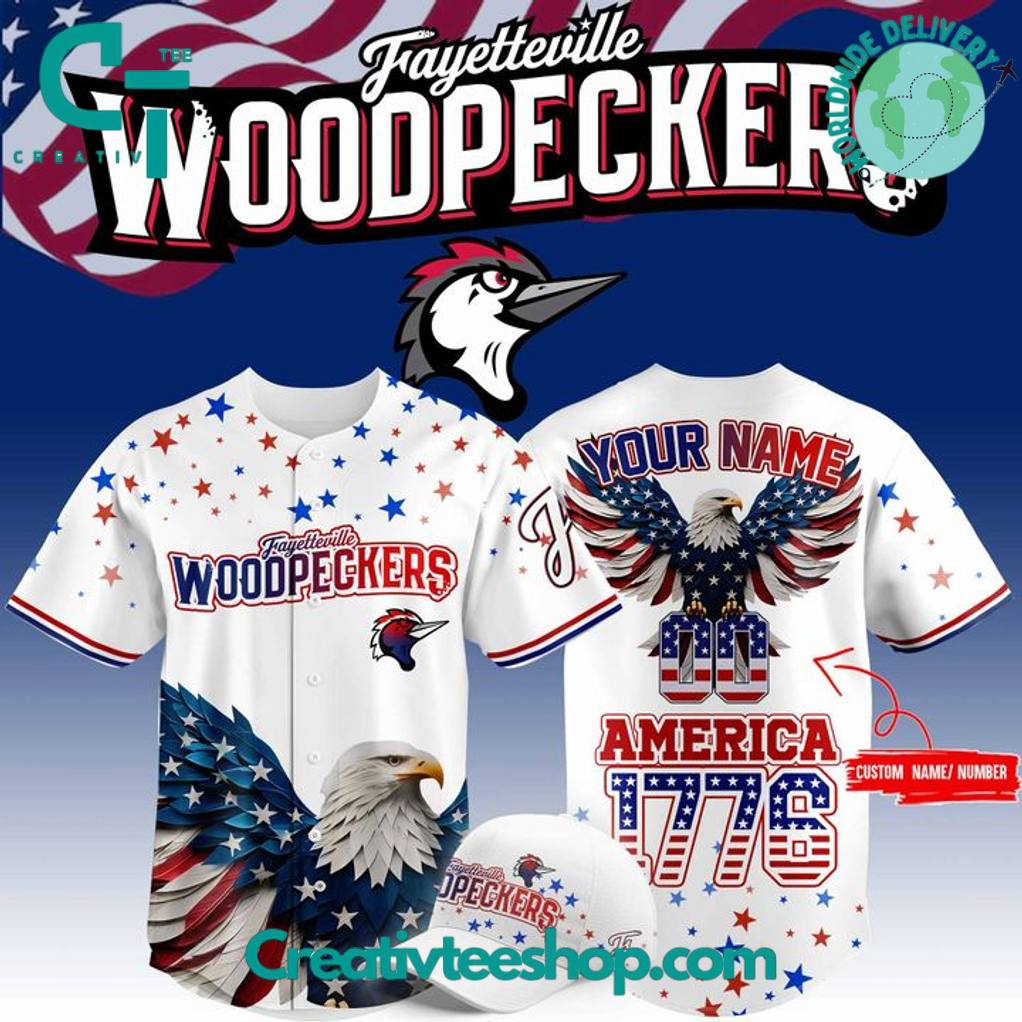 Fayetteville Woodpeckers 4th of July USA Personalized Baseball Jersey
