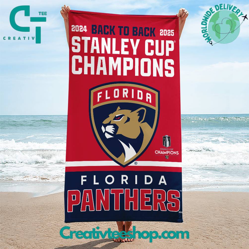 Florida Panthers 2025 Stanley Cup Champions Back-to-Back Beach Towel