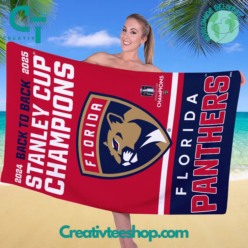 Florida Panthers 2025 Stanley Cup Champions Back-to-Back Beach Towel