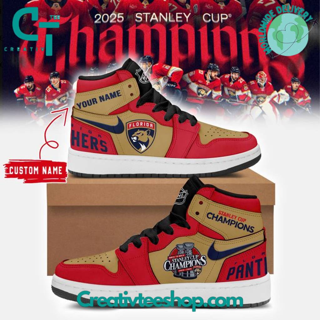 Florida Panthers 2025 Stanley Cup Champs Custom Air Jordan 1 Sneaker – Limited Edition