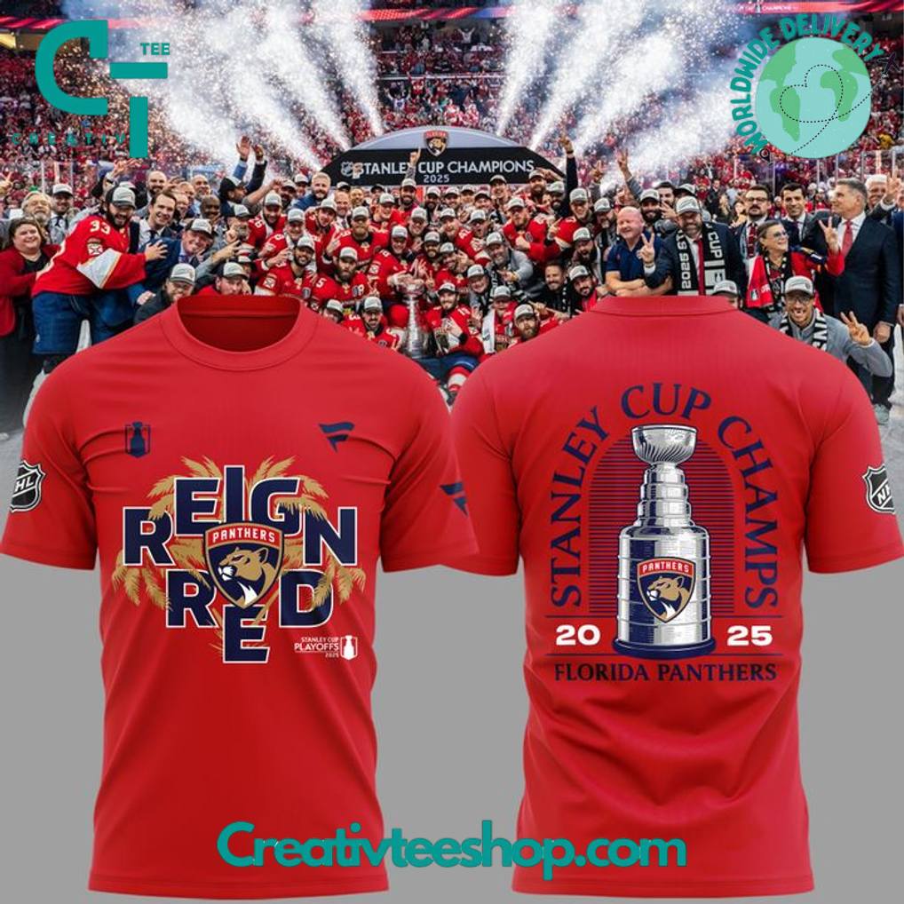 Florida Panthers Back-To-Back Stanley Cup Champions 2025 Reign Red Red Tee