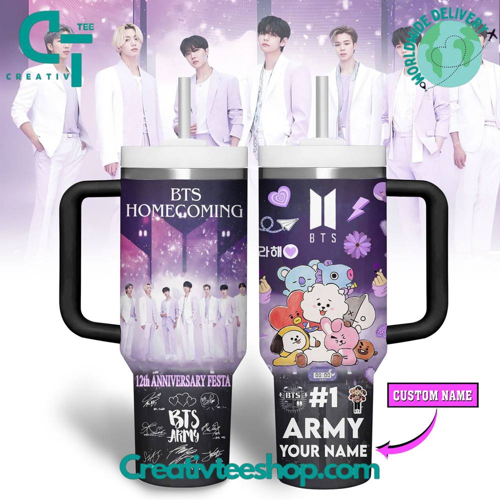 BTS Homecoming 12th Anniversary Festa Custom Tumbler 40oz with Handle