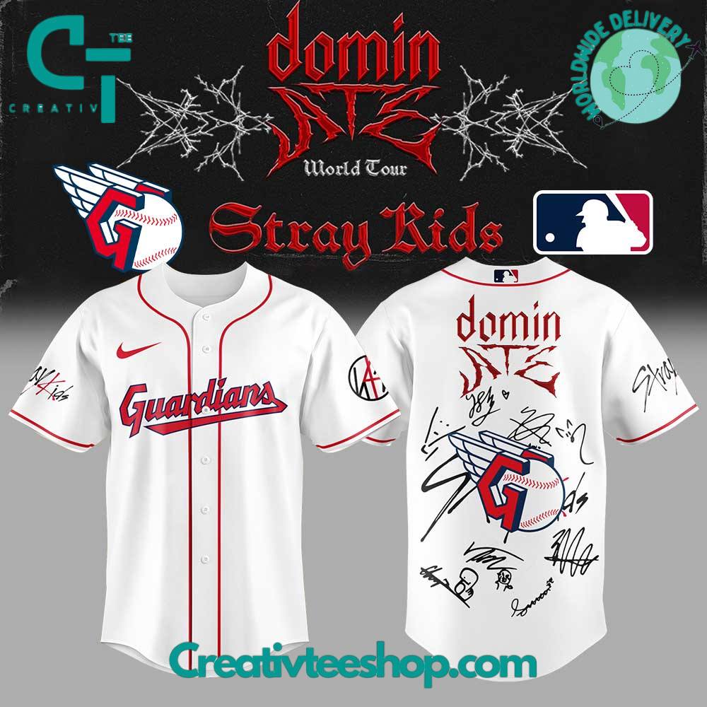 Cleveland Guardians x Stray Kids DomiATE Word Tour Signature Baseball Jersey