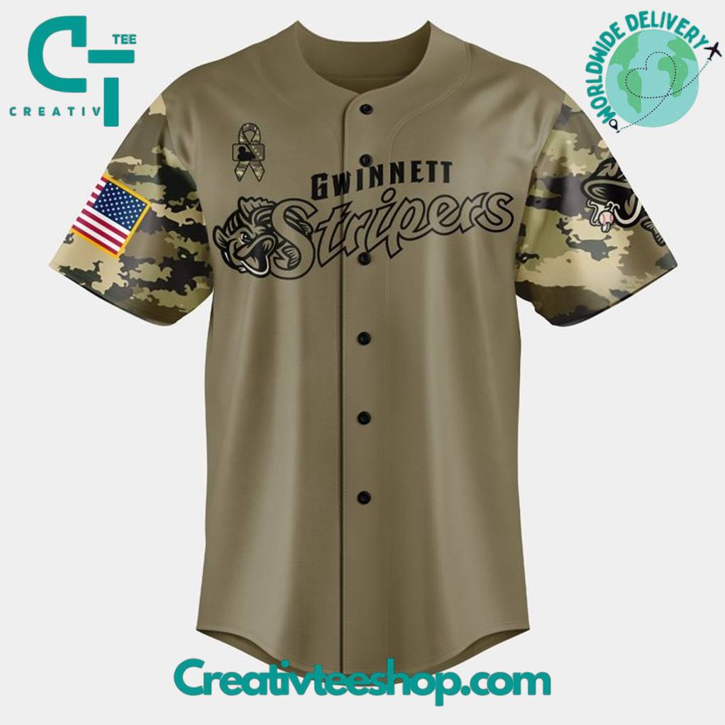 Gwinnett Stripers Military Appreciation Night 2025 Camo Baseball Jersey