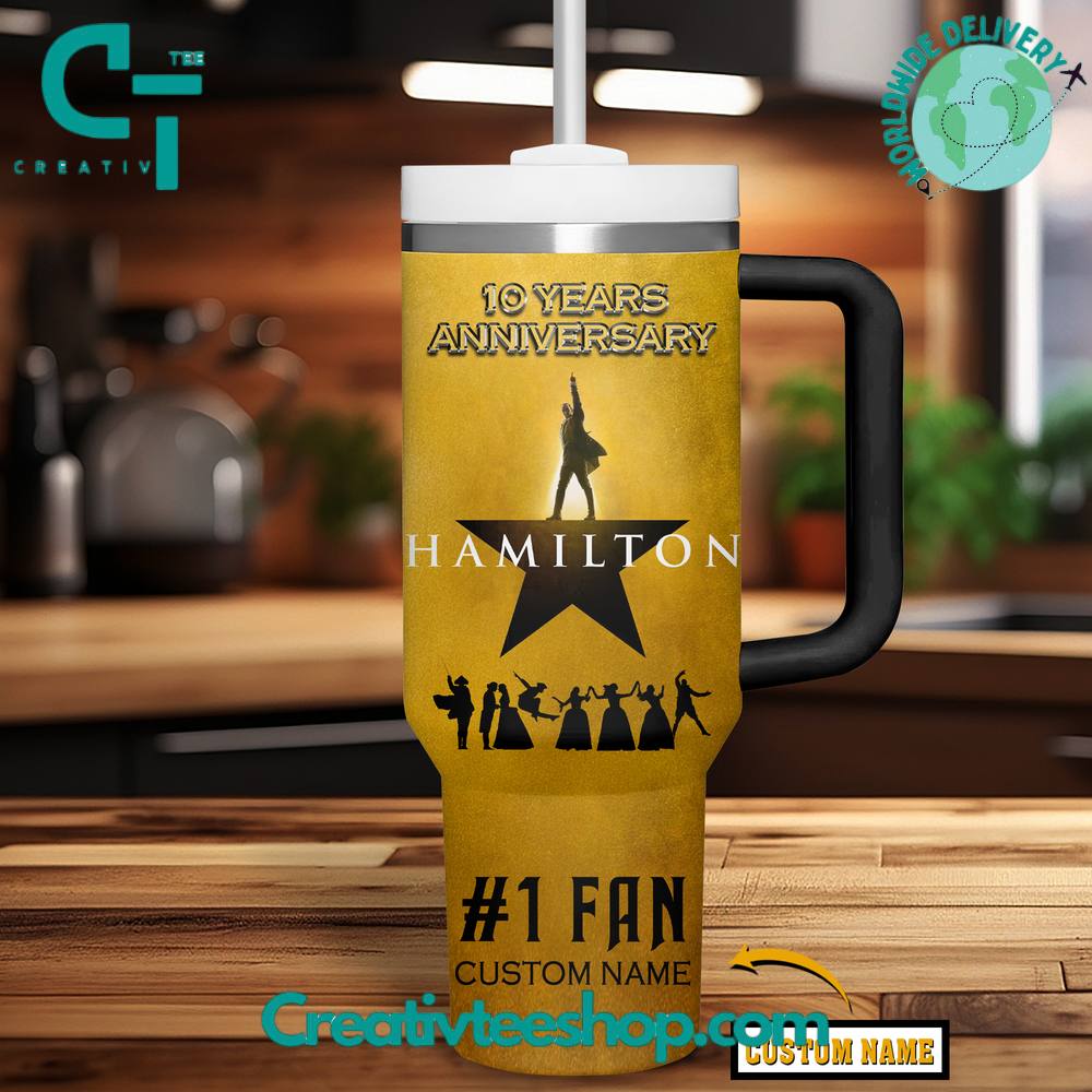 Hamilton 10 Years Anniversary “Rise Up” Personalized Tumbler 40oz with Handle