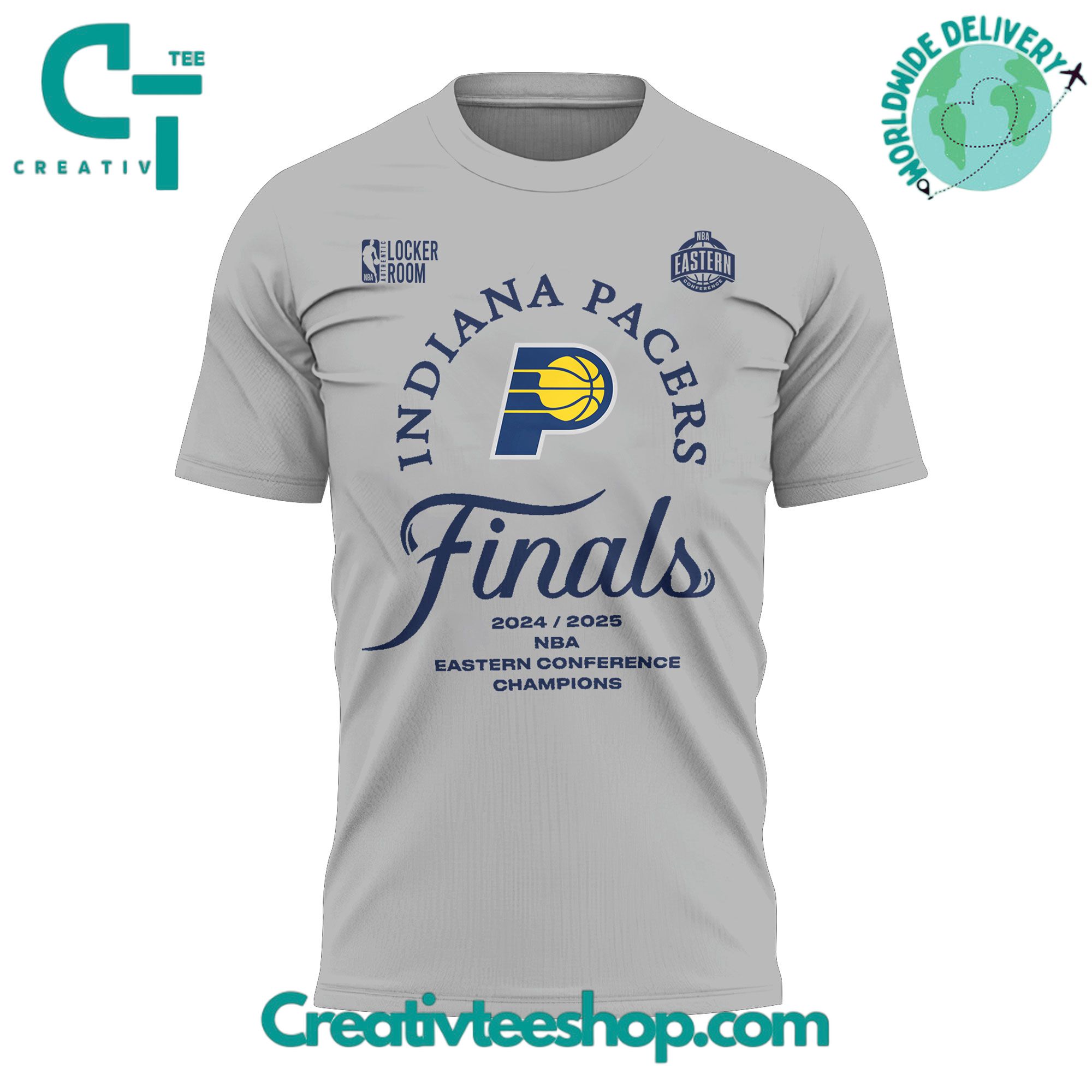 Indiana Pacers 2024-25 Eastern Conference Champions Special Grey Tee