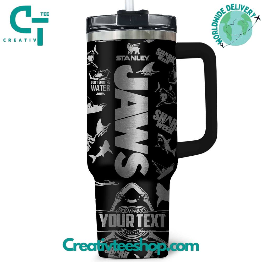 Jaws Movie Laser-Engraved Personalized Tumbler 40oz with Handle