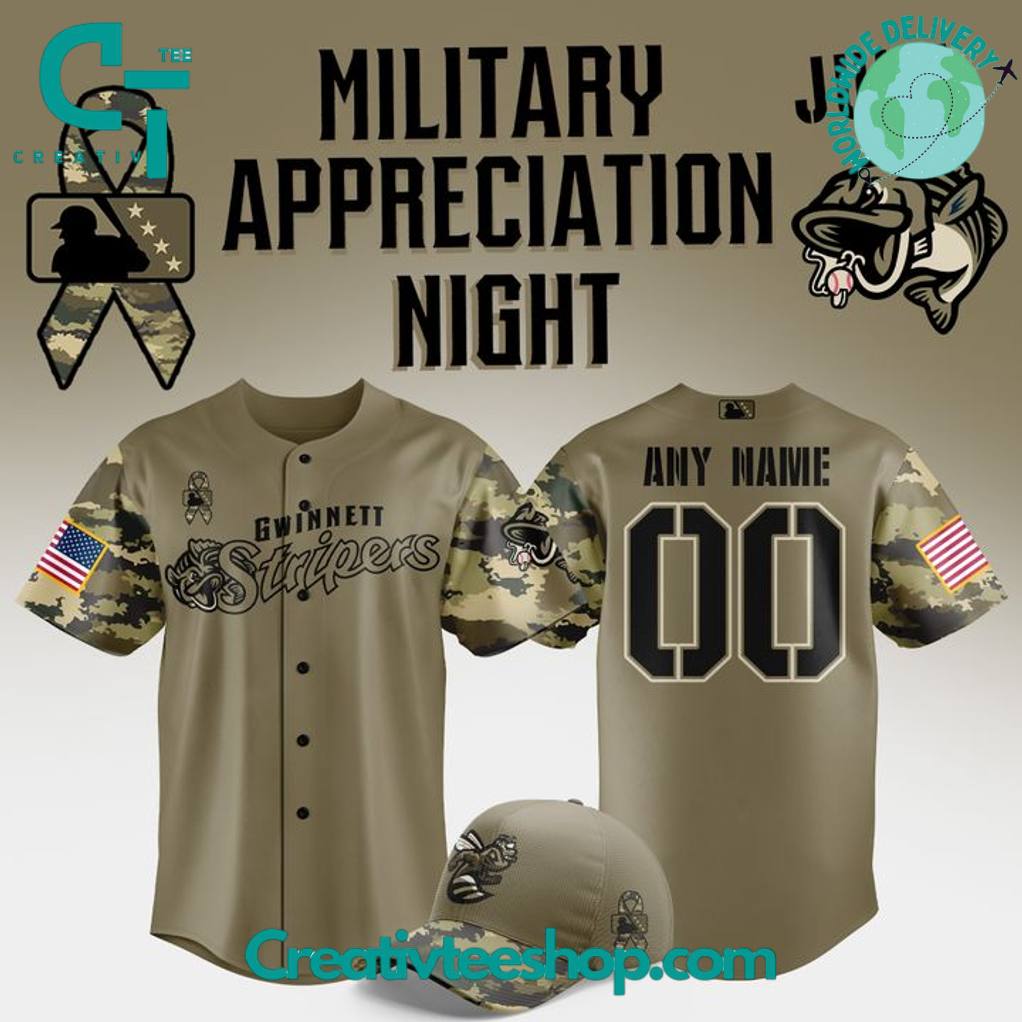 Gwinnett Stripers Military Appreciation Night 2025 Camo Baseball Jersey