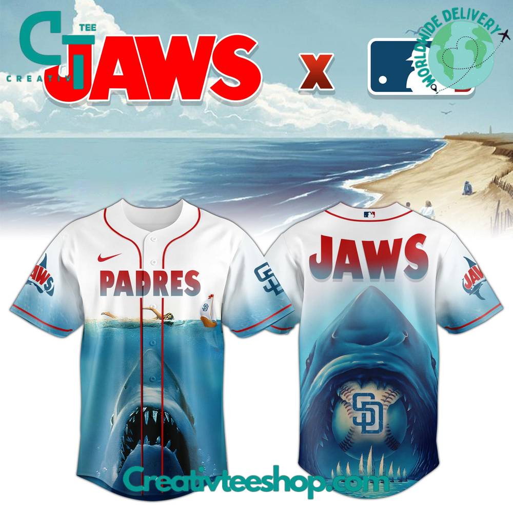 San Diego Padres x Jaws Movie 50th Anniversary Special Baseball Jersey