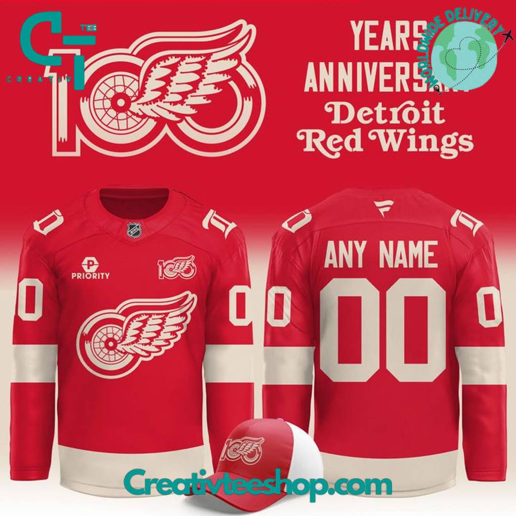Detroit Red Wings “100 YEARS OF HOCKEYTOWN” Custom Red Hockey Jersey