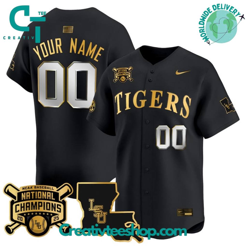 LSU Tigers 2025 College World Series Champions Gold Vapor Special Baseball Jersey