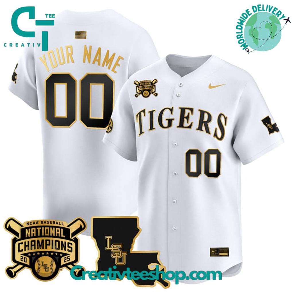LSU Tigers 2025 College World Series Champions Gold Vapor Special Baseball Jersey