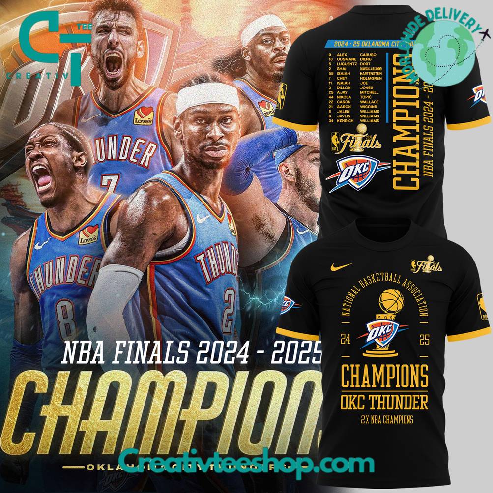 Oklahoma City Thunder 2025 NBA Finals 2x Champions Shirt