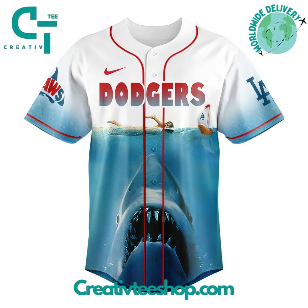 Los Angeles Dodgers x Jaws Movie 50th Anniversary Special Baseball Jersey