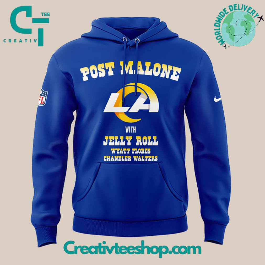 Los Angeles Rams x Post Malone The Big Ass Stadium Tour 2025 Special Blue Hoodie