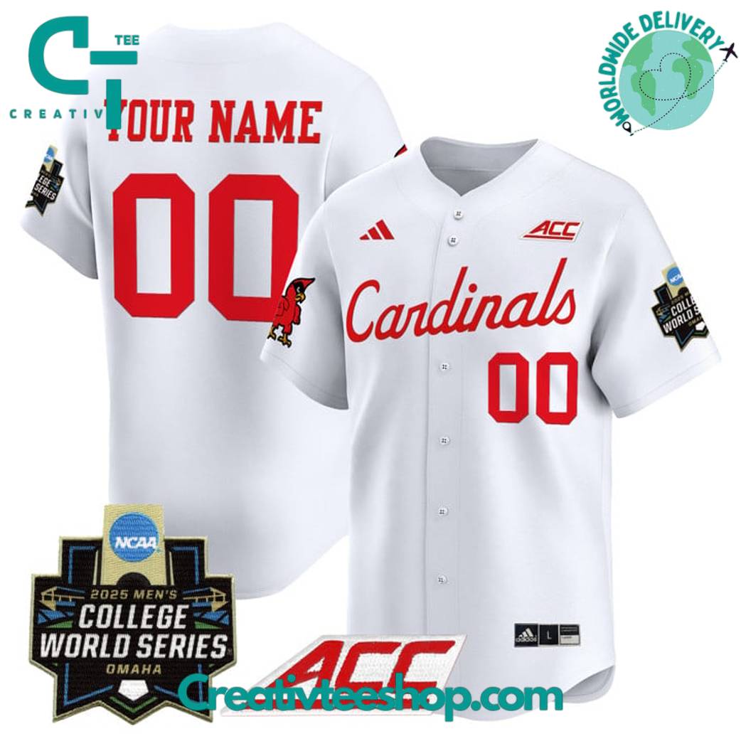 Louisville Cardinals 2025 College World Series Personalized Baseball Jersey