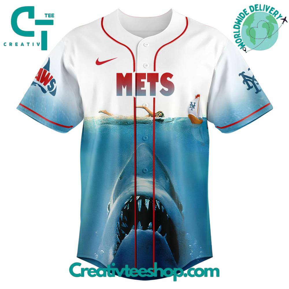 New York Mets x Jaws Movie 50th Anniversary Special Baseball Jersey