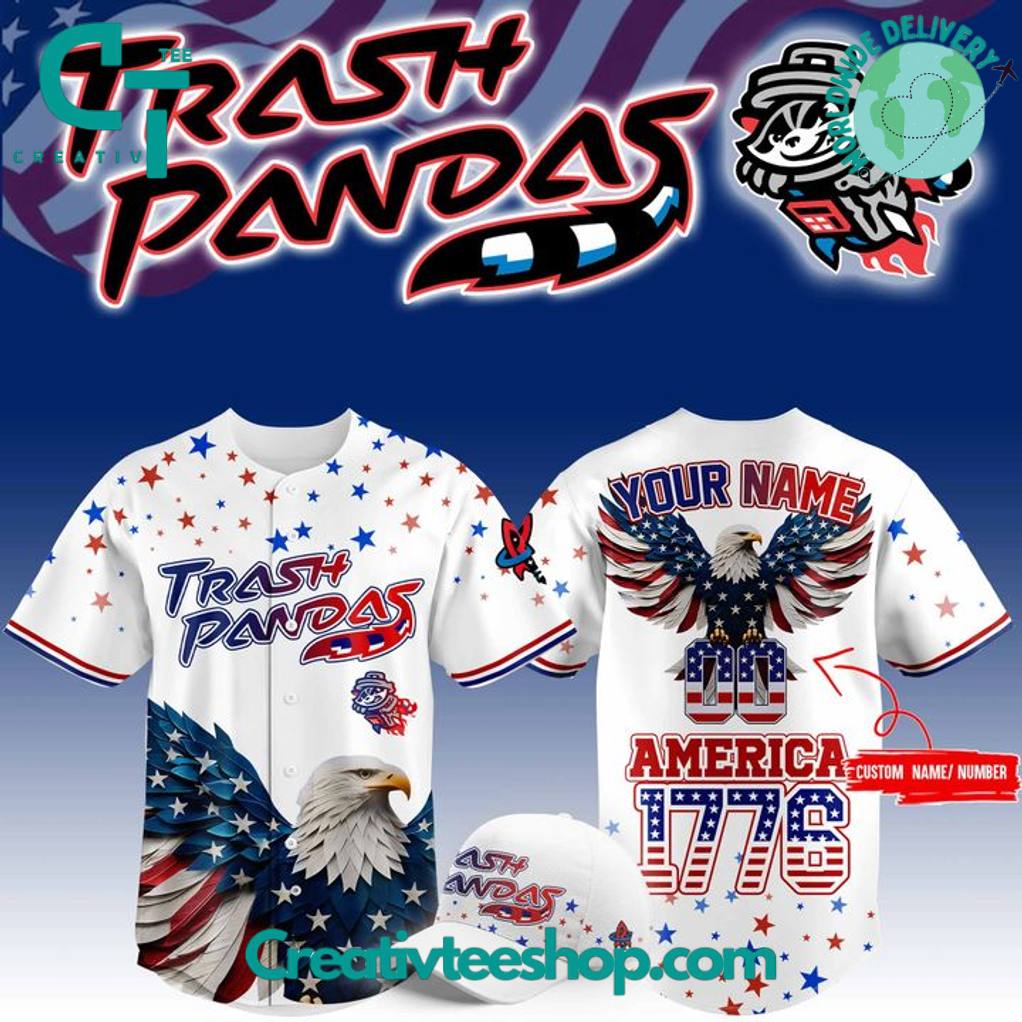 Rocket City Trash Pandas 4th of July USA Personalized Baseball Jersey