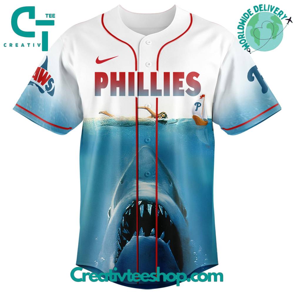 Philadelphia Phillies x Jaws Movie 50th Anniversary Special Baseball Jersey