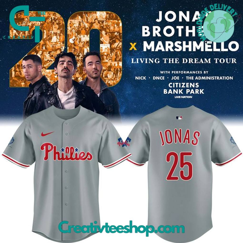Philadelphia Phillies x Jonas Brothers “JONAS20 Living The Dream Tour” Baseball Jersey