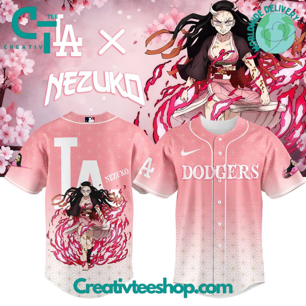 Los Angeles Dodgers x Demon Slayer Kamado Nezuko Baseball Jersey