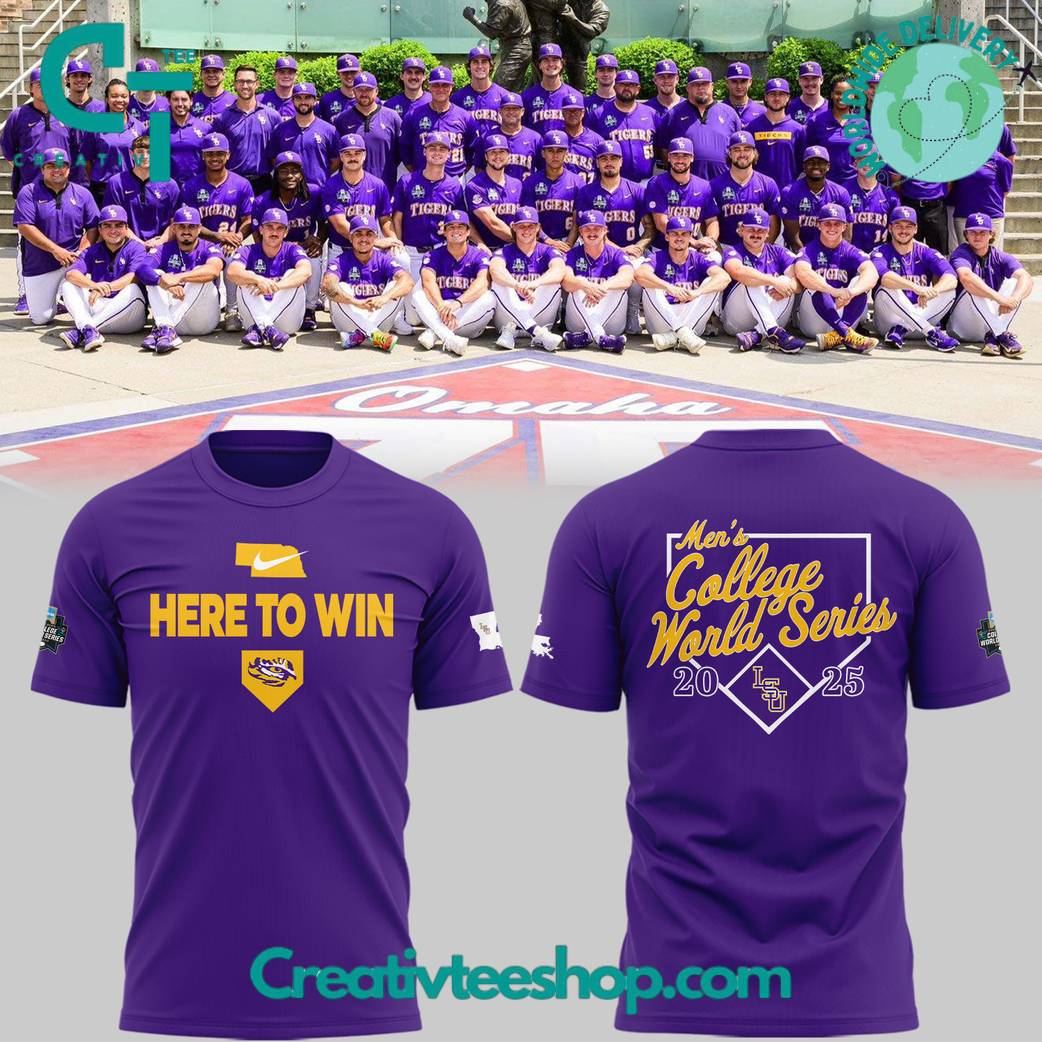 LSU Tigers 2025 College World Series “Here To Win” Purple Tee