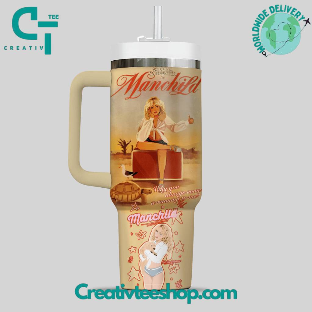 Sabrina Carpenter Man Child New MV Special Tumbler 40oz with Handle