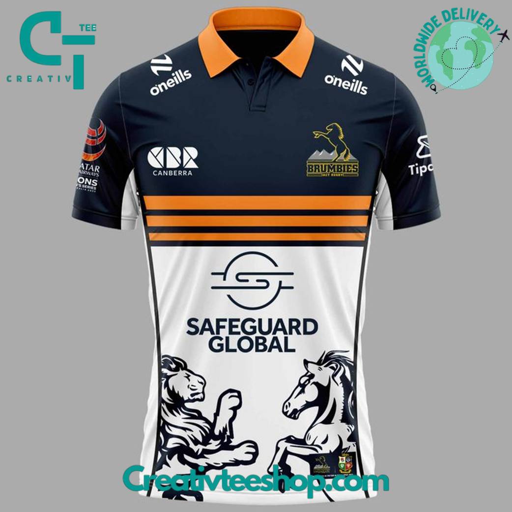 Safeguard Global ACT Brumbies Lions Special New 2025 Polo Shirt